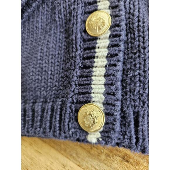 Vintage Eagle's Eye Varsity Cardigan Sweater Women's Size L Nautical Preppy - Picture 8 of 9